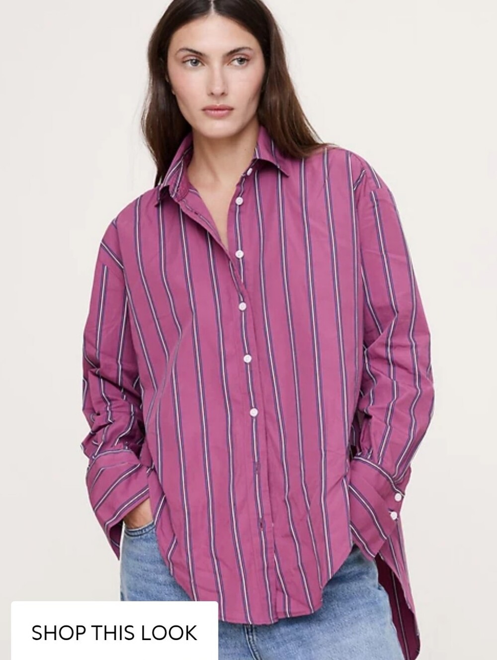 Banana Republic Women's Cotton Poplin Curve-Hem Shirt (M)
